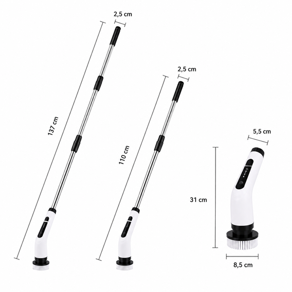 Elektrische Schoonmaakborstel Draadloos – 9-in-1 Power Scrubber met 8 Opzetborstels – Uitschuifbare Steel – Oplaadbare Badkamerreiniger – Voor Badkamer, Tegels, Keuken, Douche & Vloeren