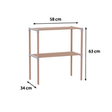 FixWood 2-laags Ovenrek – Keukenrek van Hout en Kunststof – Magnetron Rek – 58x34x63 cm – Multifunctioneel Opslagrek – Extra Werk- & Opbergruimte