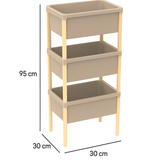 FixWood Houten 3-Laags Opbergrek – 95x30x30 cm – Multifunctioneel Rek voor Keuken, Badkamer & Speelkamer – Massief Hout & Stevig Kunststof – Eenvoudig te Monteren