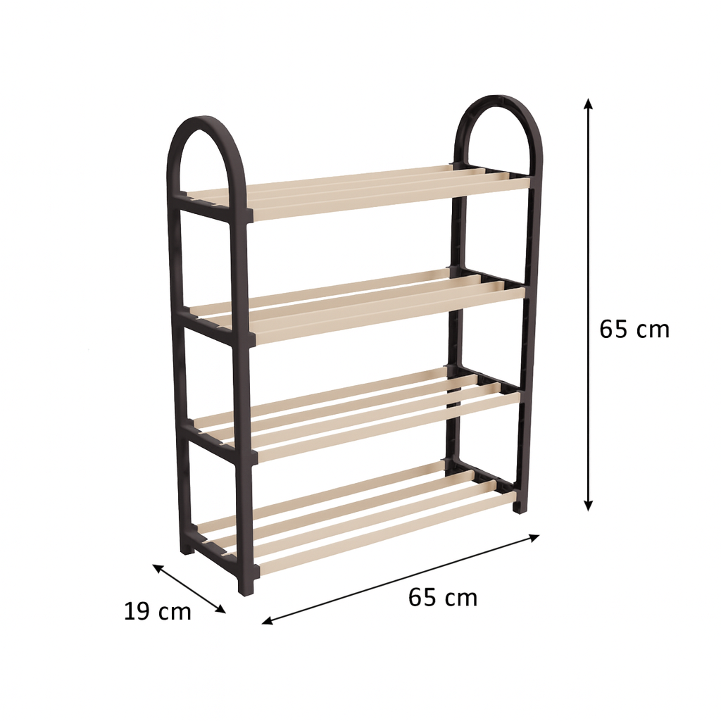 Schoenenrek 4 Lagen – Zwart - Ruimtebesparend Schoenenkast – Modern Design – Metaal & Hout – Voor 12+ Paar Schoenen – Opbergsysteem Schoenenrek Hal, Slaapkamer of Woonkamer (kopie)