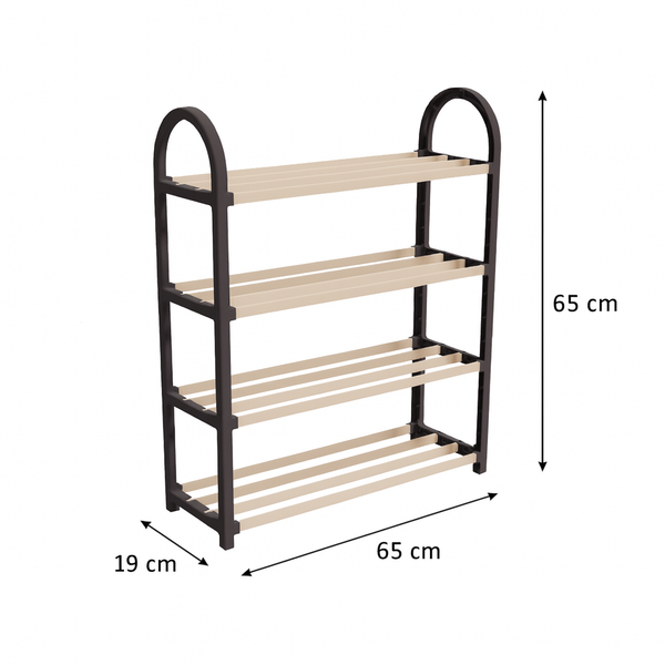 Schoenenrek 4 Lagen – Zwart - Ruimtebesparend Schoenenkast – Modern Design – Metaal & Hout – Voor 12+ Paar Schoenen – Opbergsysteem Schoenenrek Hal, Slaapkamer of Woonkamer (kopie)