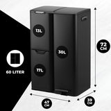 Prullenbak Pedaal 60 Liter Zwart