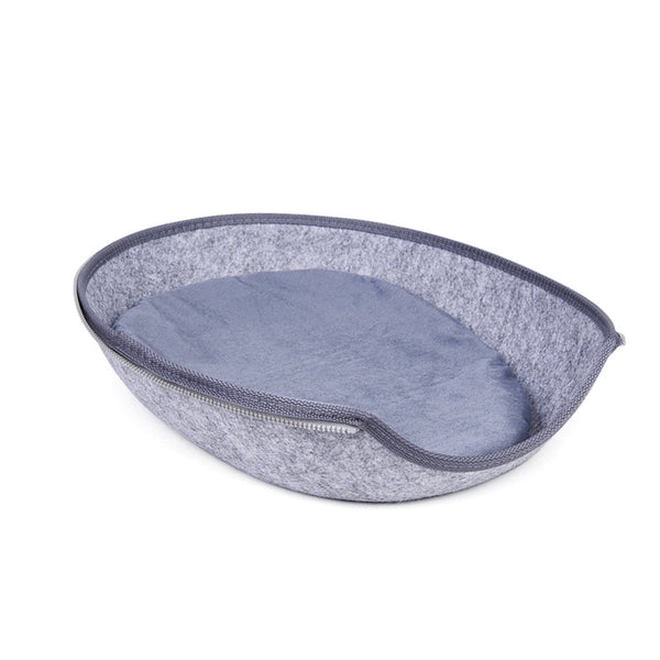 Mand voor Katten en Honden - Licht Grijs - Diameter 61 cm - Kattenmand - Hondenmand - Eggmand - Ei-Vorminge Mand