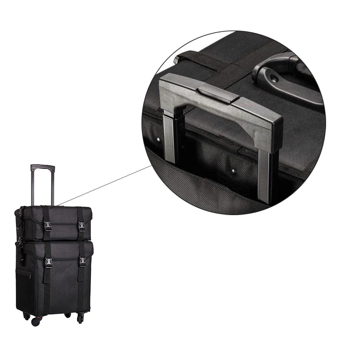 Pedicurekoffer met Wieltjes - Zwart - 60x41x30 cm - Pedicure case - Ambulante Pedicure Koffer