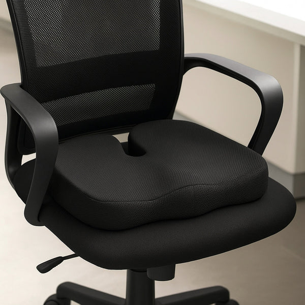 Ergonomisch Zitkussen met Band – Stuitkussen & Wigkussen – Zitverhoger voor Auto & Stoel – Autokussen – 45cm – Zwart