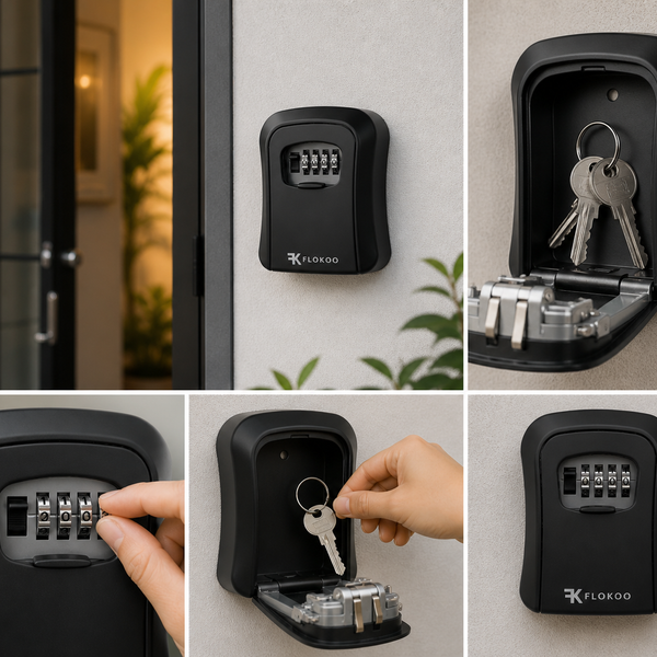 Sleutelkluis met Code voor Buiten – FLOKOO Sleutelkastje met Cijferslot – Waterbestendige Sleutelkluis Muurbevestiging – Sleutelbox voor Huis, Airbnb, Garage en Vakantiewoning