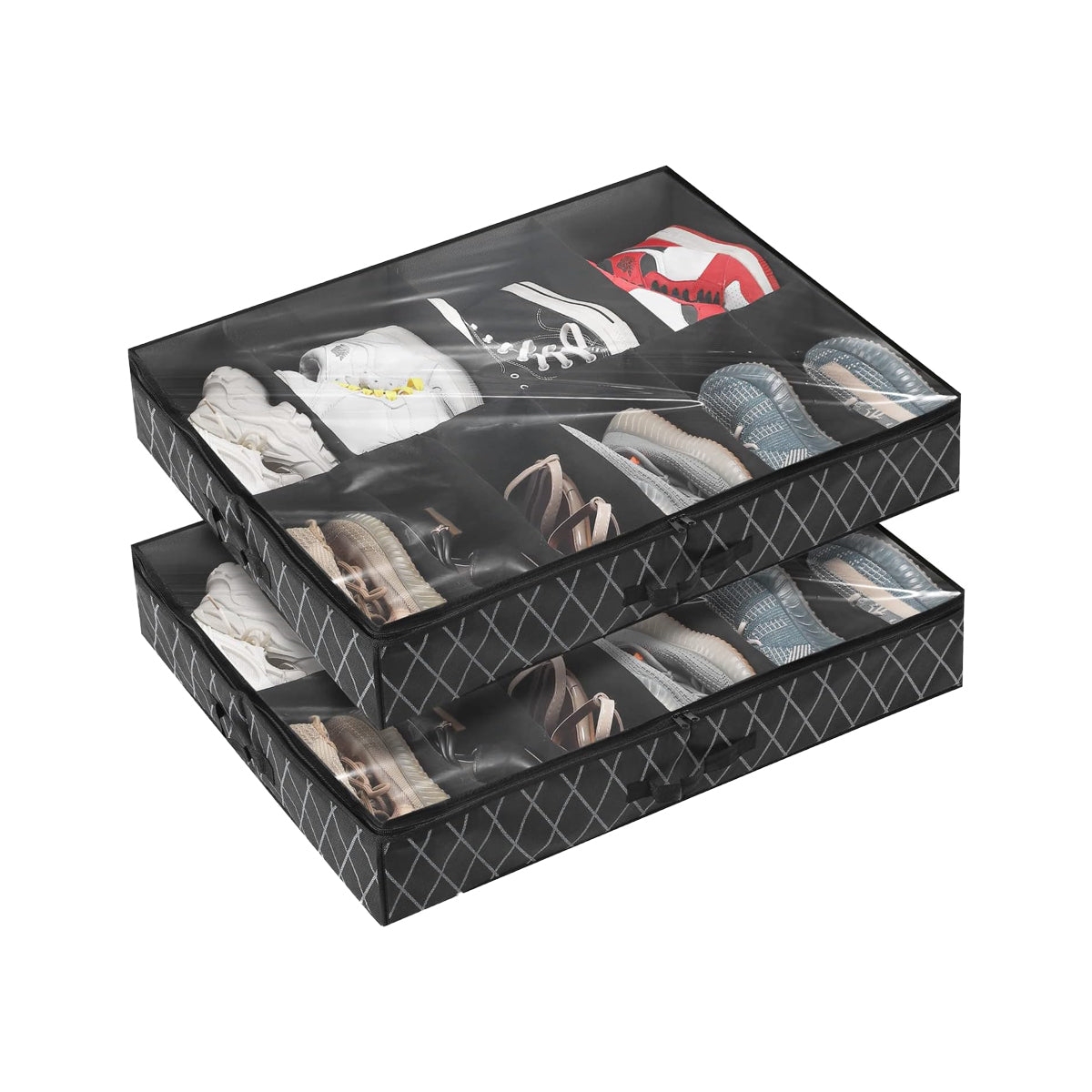 Schoenen Opbergtas Onderbed - 2 stuks - Grijs - 16 paar Schoenen - Schoenen Organizer