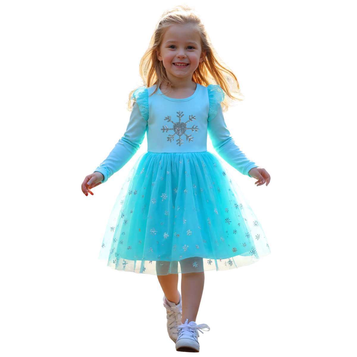Comfortabele Prinsessenjurk voor Kinderen T-shirt Stof Licht Blauw