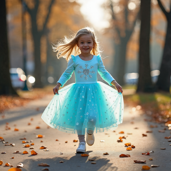Comfortabele Prinsessenjurk voor Kinderen T-shirt Stof Licht Blauw