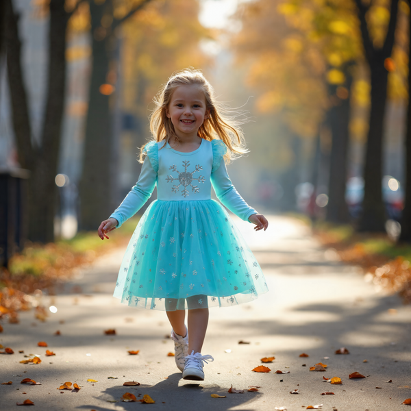 Comfortabele Prinsessenjurk voor Kinderen T-shirt Stof Licht Blauw
