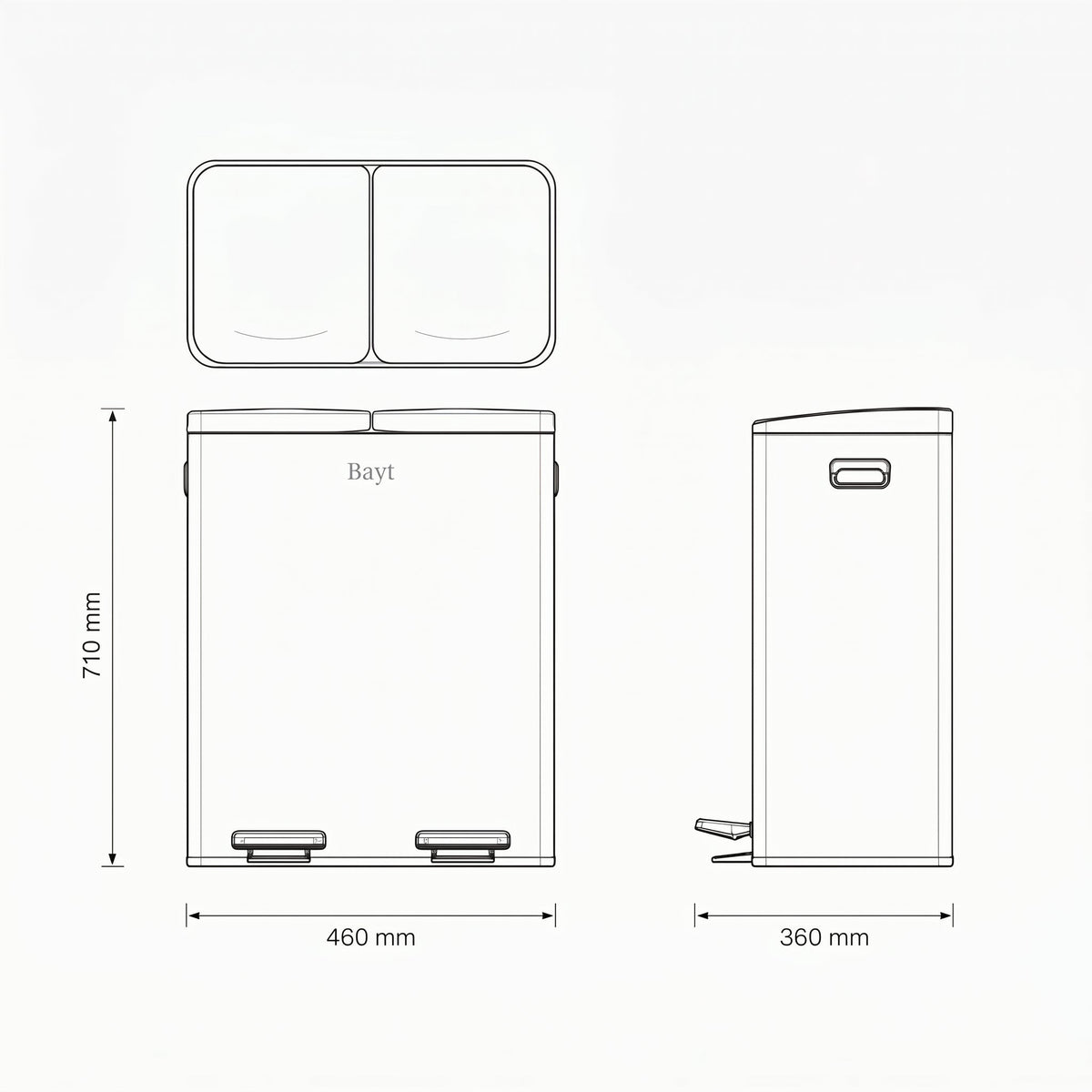 Prullenbak 60 Liter (2x30L) met Pedaalbieding - Zwart