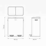 Prullenbak 60 Liter (2x30L) met Pedaalbieding - Zwart