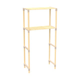 FixWood 2-Laags Wasmachine Rek – Beige - Houten Opbergrek voor Wasmachine – Ruimtebesparend Badkamerrek 127 cm – Beukenlook – 33x66x127 cm