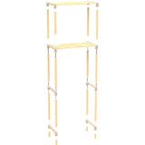 FixWood 2-Laags Wasmachine Rek – Beige - Houten Opbergrek voor Wasmachine – Ruimtebesparend Badkamerrek 127 cm – Beukenlook – 33x66x127 cm