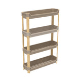 FixWood Modulaire Opbergkast – 4-Laags Houten Rek met Kunststof Bakken – Badkamer, Keuken & Woonkamer – Duurzaam en Stijlvol Design – 68 cm Hoog – Beige - Naturel