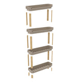 FixWood Modulaire Opbergkast – 4-Laags Houten Rek met Kunststof Bakken – Badkamer, Keuken & Woonkamer – Duurzaam en Stijlvol Design – 68 cm Hoog – Beige - Naturel
