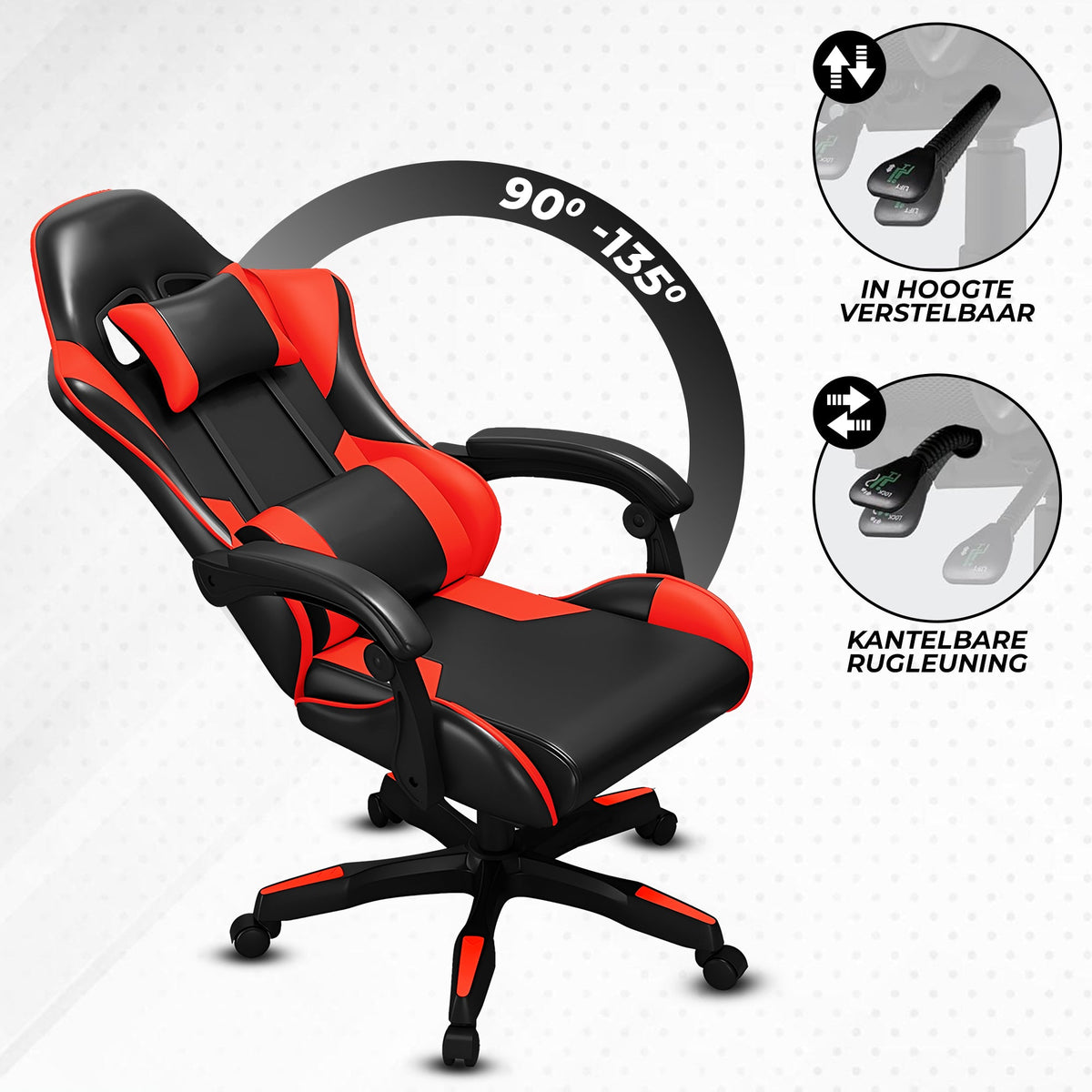 Bayt Gaming Stoel - Rood-Zwart