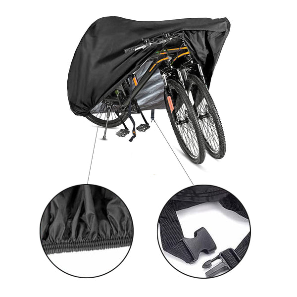 Fietshoes voor 2 Fietsen Waterdicht - Zwart - Universeel - Fietsbeschermhoes met Elastiek en Aantrekkoort