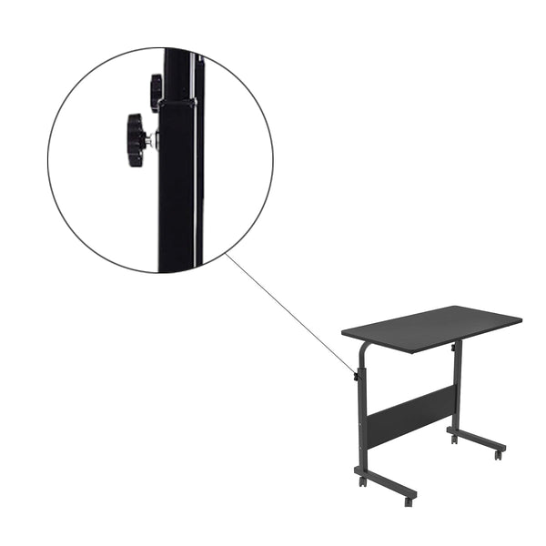 Laptoptafel op Wieltjes - Zwart - 80 cm x 40 cm - In Hoogte Verstelbaar - Bedtafeltje met Wielen - Ontbijttafel