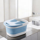 Voetbad Inklapbaar - Wit/Blauw - 44 x 33 x 21,5 CM - Voetenbad Opvouwbaar - Massagebad - Ontspanning
