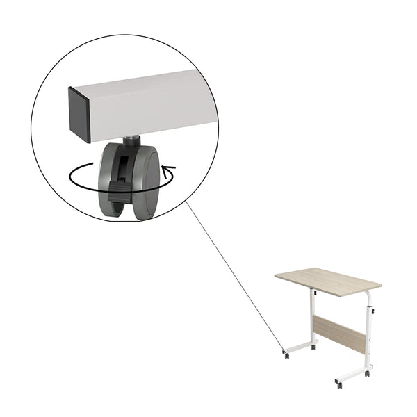 Laptoptafel op Wieltjes - Wit - 80 cm x 40 cm - In Hoogte Verstelbaar - Bedtafeltje met Wielen - Ontbijttafel