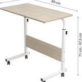 Verstelbare Laptoptafel op Wielen – In Hoogte Verstelbaar (71-98 cm) – 80 cm Breed – Compact Bureau – Verrijdbaar Laptoptafeltje voor Thuis & Kantoor – Wit