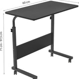 Verstelbare Laptoptafel op Wielen – In Hoogte Verstelbaar (71-98 cm) – 80 cm Breed – Compact Bureau – Verrijdbaar Laptoptafeltje voor Thuis & Kantoor – Zwart